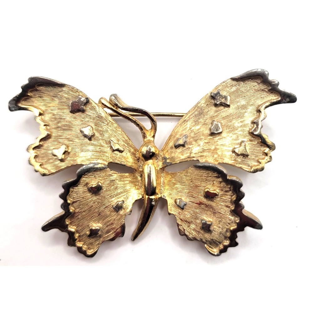 Vintage Pastelli Butterfly Brooch Gold Tone